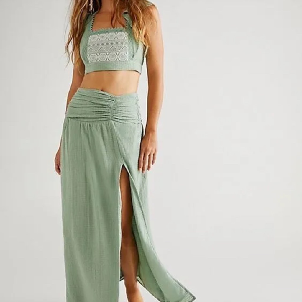 Free People County Line Set Skirt + Top Creen Size L